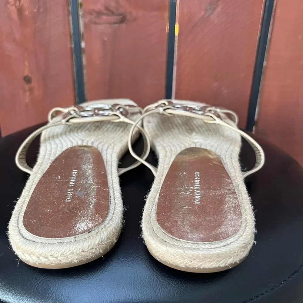 TORY BURCH bombe miller espadrille slide in gold size 10